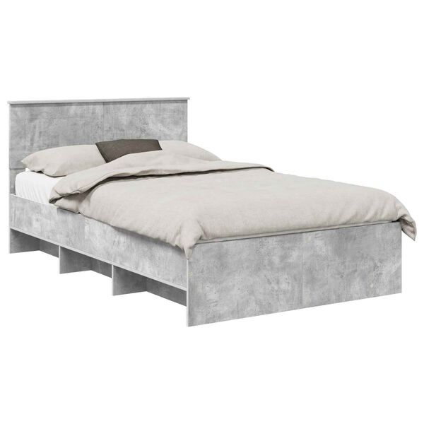 vidaXL Bed Frame Concrete Grey 120 x 123 cm Engineered Wood