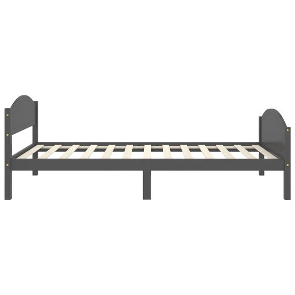 vidaXL Bed Frame without Mattress Dark Grey Solid Wood Pine 100x200 cm (322047+321990)