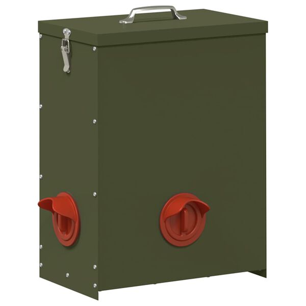 vidaXL Chicken Feeder Olive Green 32.5 x 20.5 x 43 cm