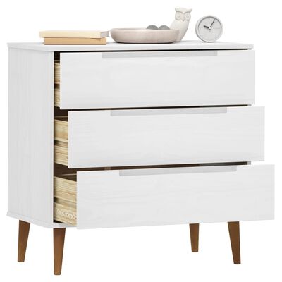 vidaXL Drawer Cabinet MOLDE White 80x40x80 cm Solid Wood Pine