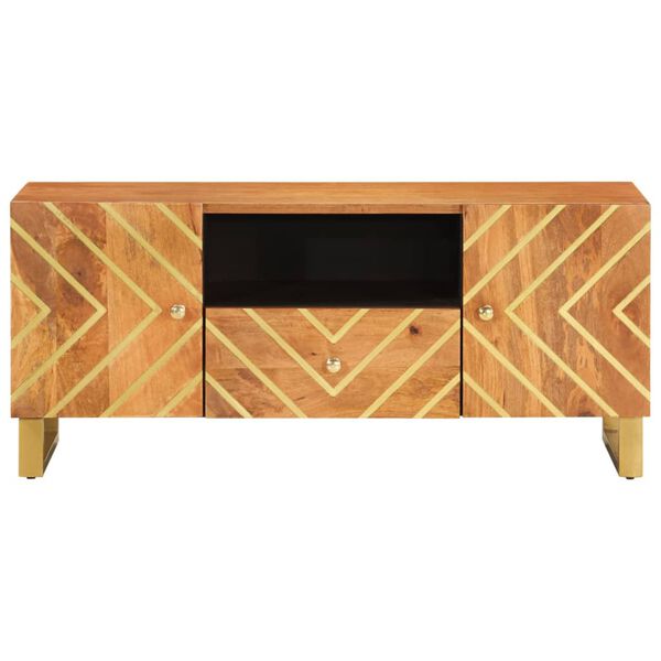 vidaXL TV Cabinet Brown and Black 105x33.5x46 cm Solid Wood Mango