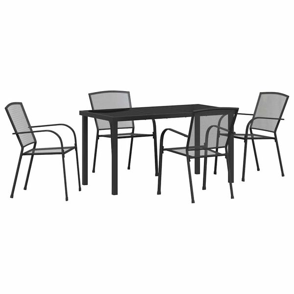 vidaXL Garden Dining Set 5 pcs Anthracite Powder-Coated Steel