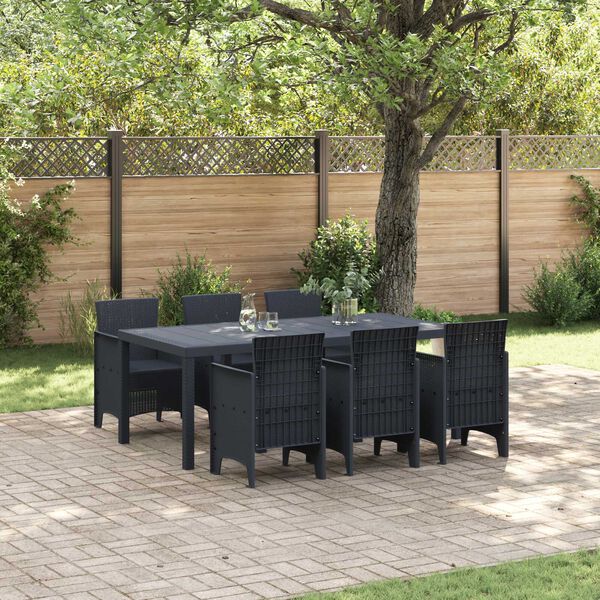 vidaXL Garden Dining Set 7 pcs Anthracite Polt rattan