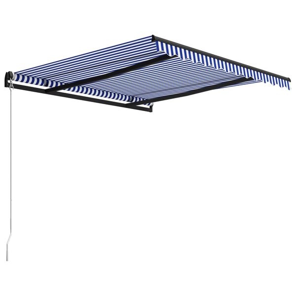 vidaXL Manual Retractable Awning 300x250 cm Blue and White