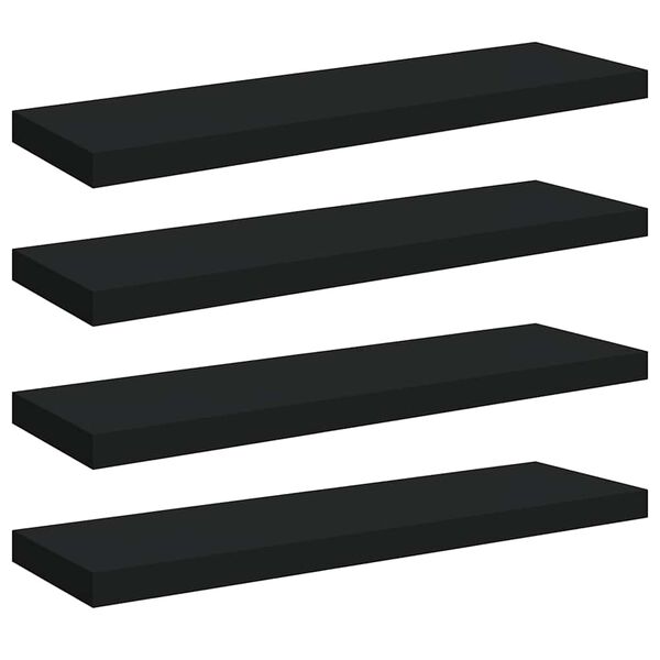 vidaXL Floating Wall Shelves 4 pcs Black 80x23.5x3.8 cm MDF