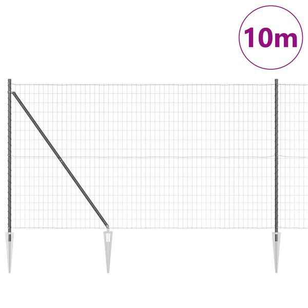 vidaXL Fence with Posts Grey 1.5 x 10 m Steel