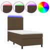 vidaXL Box Spring Bed with Mattress&LED Dark Brown 80x200 cm Fabric
