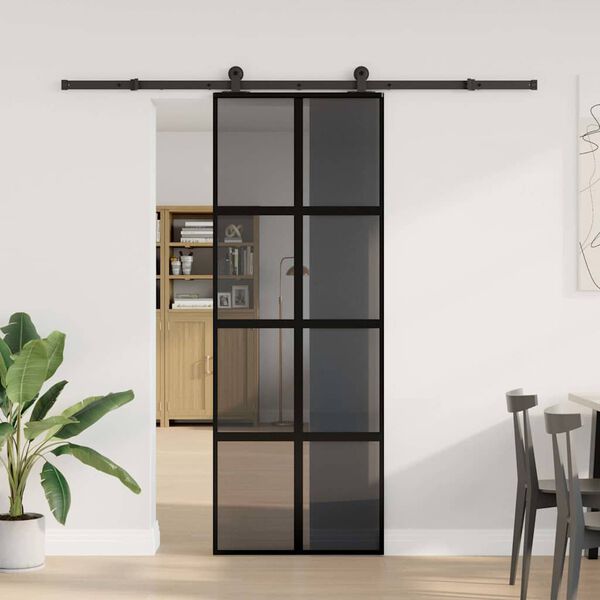 vidaXL Sliding Door with Hardware Set 76x205 cm Tempered Glass&Aluminium