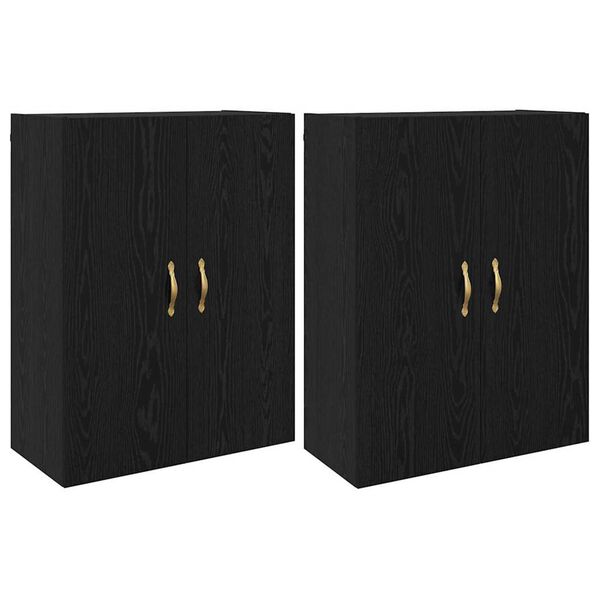 vidaXL Wall-Mounted Cabinet 2 pcs Black Oak 69.5 x 34 x 90 cm