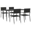 vidaXL 5 Piece Garden Dining Set Black Poly Rattan