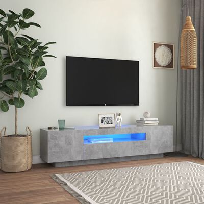 vidaXL TV Cabinet with LED Lights Concrete Grey 160x35x40 cm