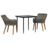 vidaXL Garden Dining Set with Cushion 3 pcs Grey Poly Rattan
