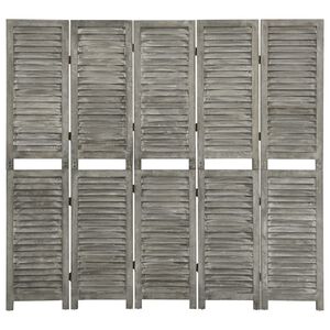 vidaXL 5-Panel Room Divider Grey 179x166 cm Solid Wood