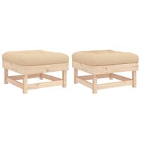 vidaXL Garden Footstools with Cushions 2pcs Solid Wood Pine