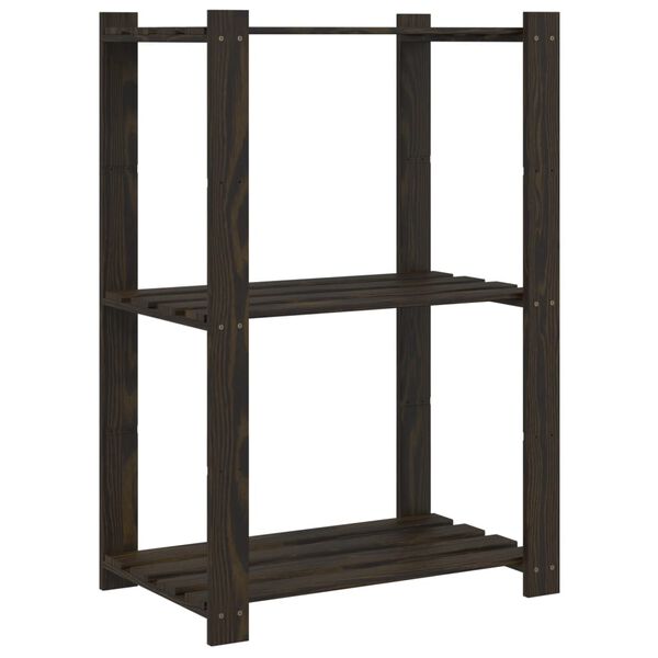vidaXL 3-Tier Storage Rack Black 60x38x90 cm Solid Wood Pine