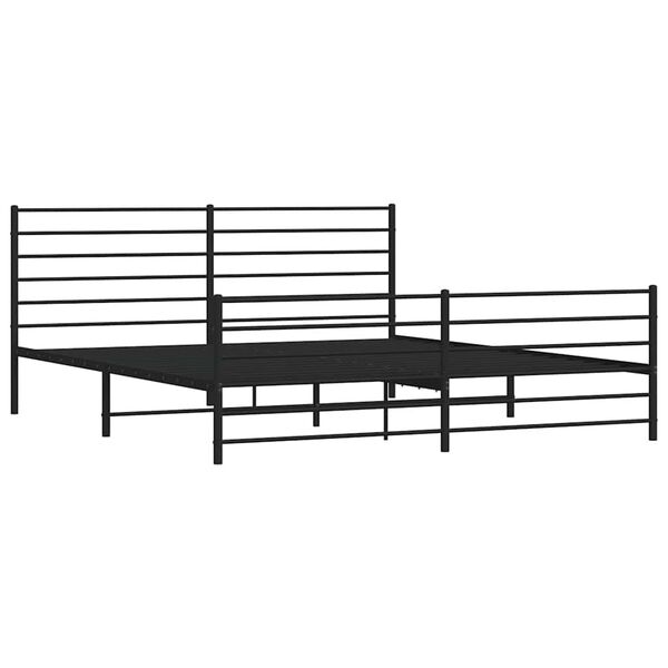 vidaXL Metal Bed Frame without Mattress with Footboard Black 183x213cm