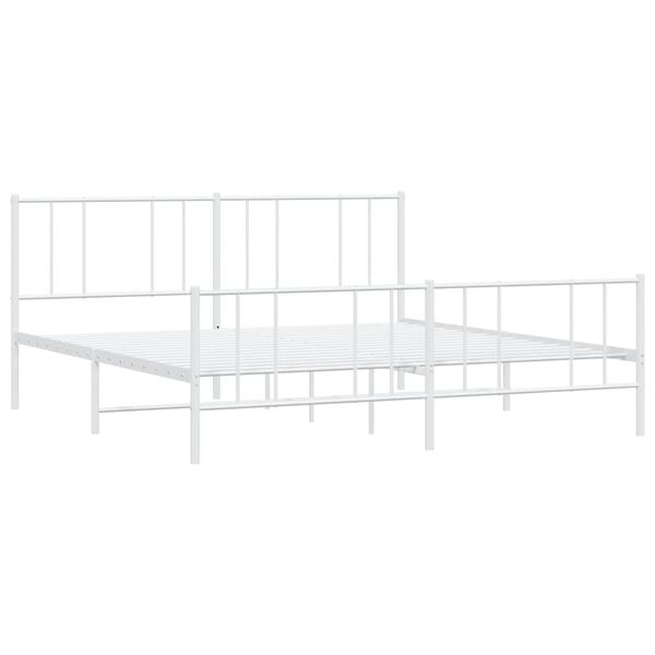 vidaXL Metal Bed Frame without Mattress with Footboard White 183x213cm