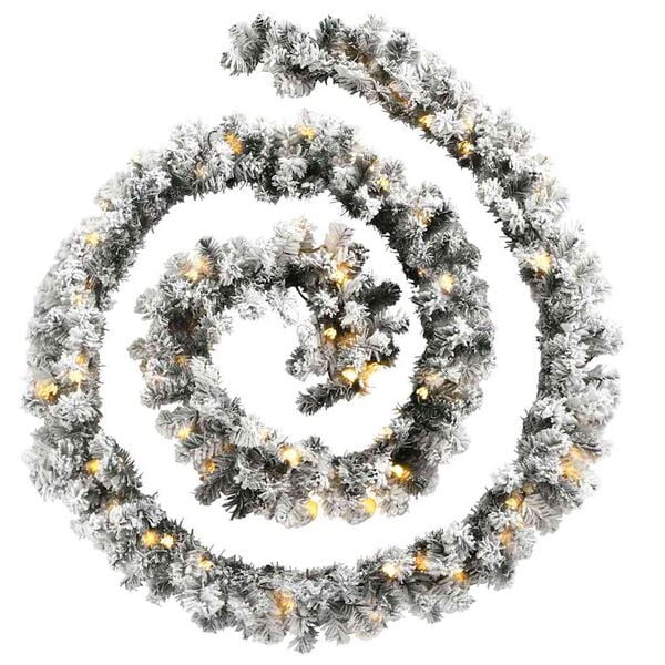 vidaXL Christmas Garland with LED Lights Green 5 m PVC