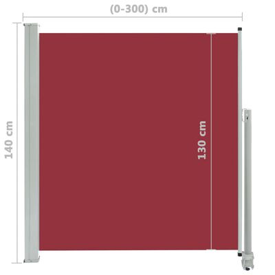 vidaXL Patio Retractable Side Awning 140 x 300 cm Red