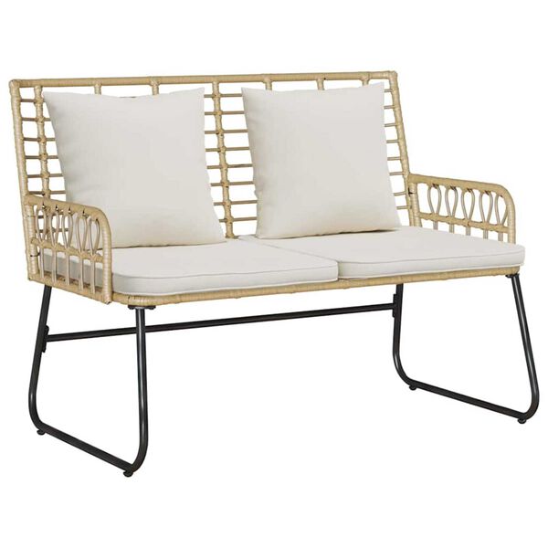 vidaXL Garden Bench Brown and Cream Poly Rattan