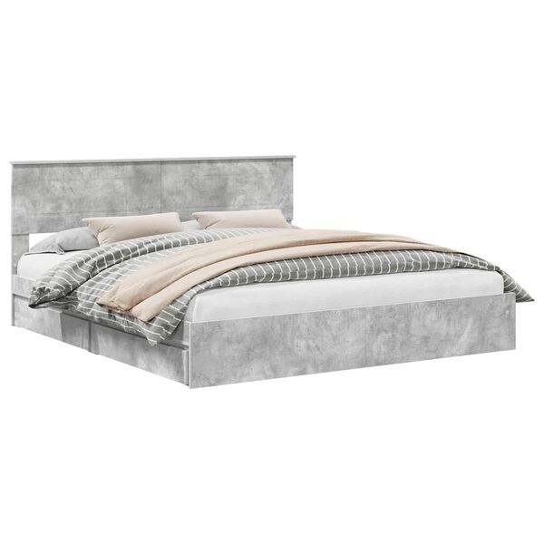 vidaXL Storage Bed Concrete Grey 180 x 200 cm Engineered Wood