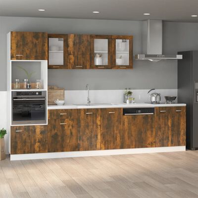 vidaXL Microwave Cabinet Smoked Oak 60x57x207 cm Engineered Wood