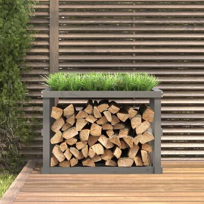 vidaXL Outdoor Log Holder Grey 108x52x74 cm Solid Wood Pine