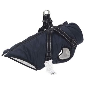 vidaXL Dog Coat with Harness Navy Blue S Fleece and Polyester
