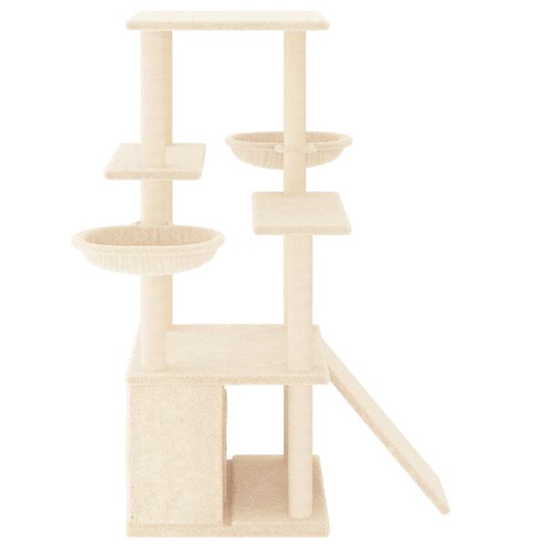 vidaXL Cat Tree with Sisal Scratching Posts Cream 133 cm