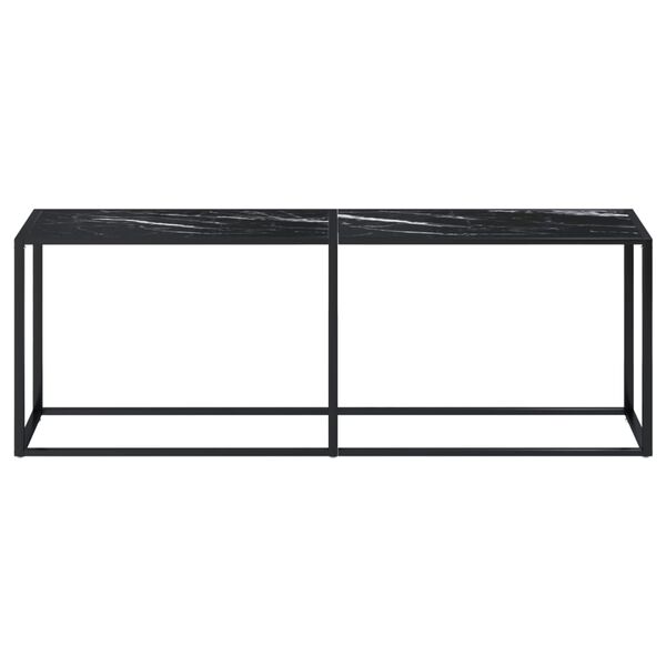vidaXL Console Table Black Marble 220x35x75.5cm Tempered Glass