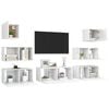 vidaXL 7 Piece TV Cabinet Set White Engineered Wood