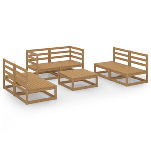 vidaXL 7 Piece Garden Lounge Set Honey Brown Solid Pinewood