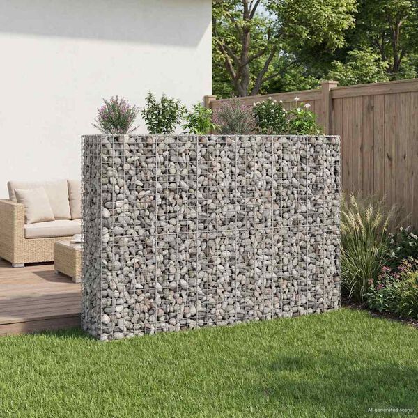 vidaXL Gabion Raised Bed 3 pcs Silver 250 x 50 x 150 cm