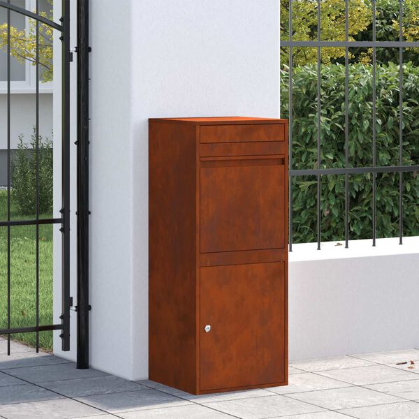 vidaXL Parcel Drop Box Rusty 41 x 38 x 103 cm Weathering Steel
