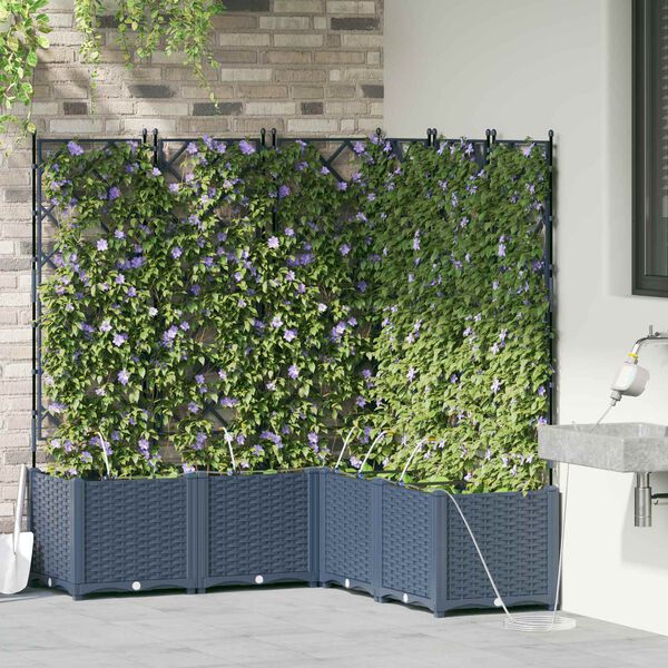vidaXL Garden Planter 4 pcs Grey 120 x 120 x 142 cm Steel