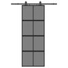 vidaXL Sliding Door with Hardware Set Black 76x205 cm Tempered Glass