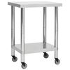 vidaXL Kitchen Work Table with Wheels 60x30x85 cm Stainless Steel
