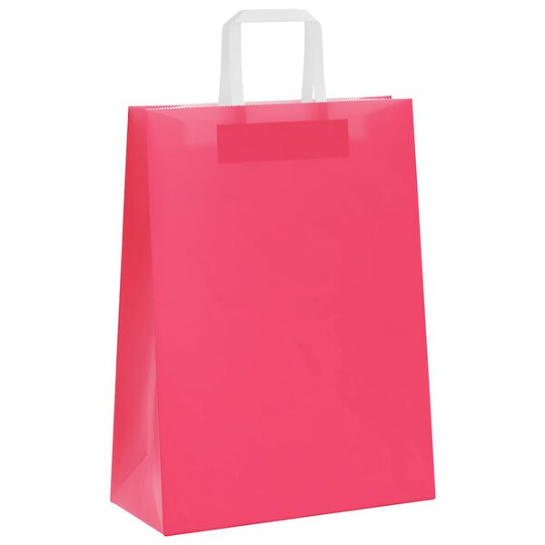 vidaXL Paper Bags 250 pcs with Handles Pink 26x12x35 cm