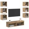 vidaXL TV Cabinet with LED Strip Lights 8 pcs Artisan Oak Glass