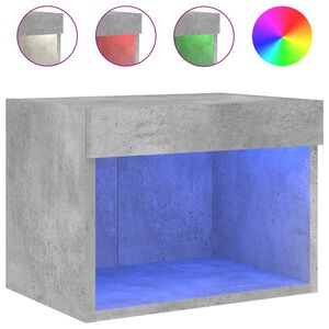 vidaXL Bedside Cabinet with LED Lights Wall-mounted Concrete Grey