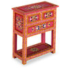 vidaXL Sideboard with Drawers Solid Mango Wood Pink Hand Painted
