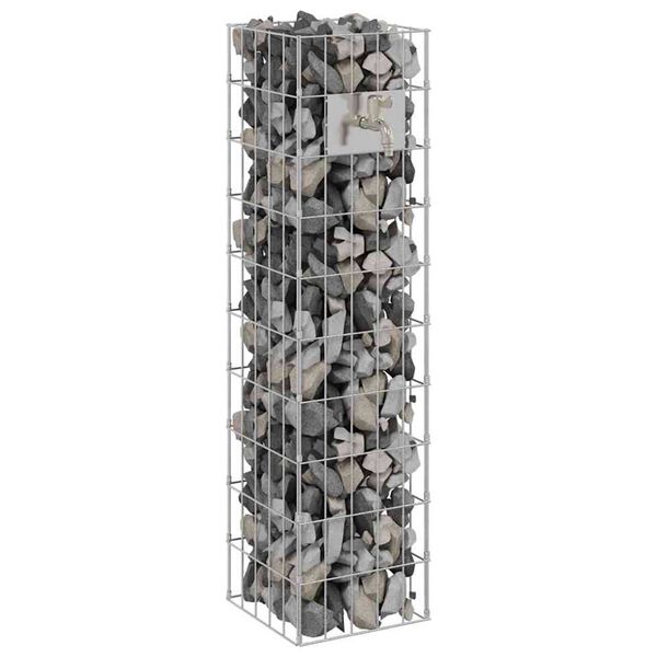 vidaXL Gabion Faucet Silver 25 x 25 x 100 cm Stainless Steel