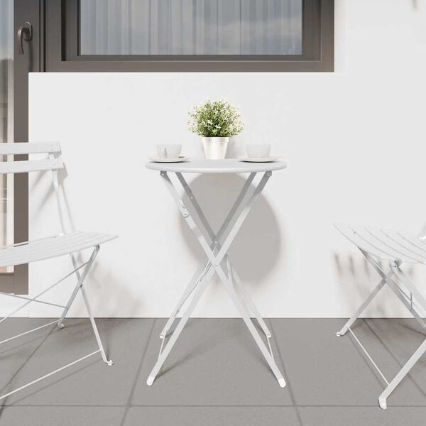 vidaXL Bistro Table Folding White Ø50x71 cm Powder-coated Steel