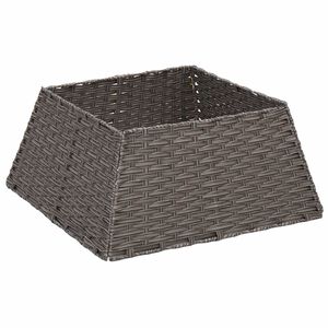 vidaXL Christmas Tree Collar Square Grey 50 x 50 x 25 cm Poly Rattan
