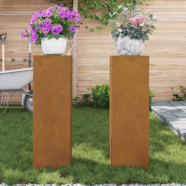 vidaXL Plant Stand 2 pcs Rusty 24 x 24 x 75 cm Weathering Steel