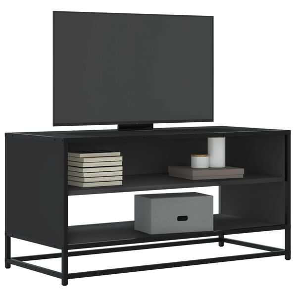 vidaXL TV Cabinet Black 91x40x46 cm Engineered Wood and Metal