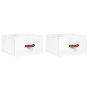 vidaXL Wall-mounted Bedside Cabinets 2 pcs High Gloss White 35x35x20 cm