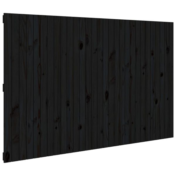vidaXL Wall Headboard Black 185x3x110 cm Solid Wood Pine