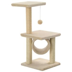 vidaXL Cat Tree | Beige | Particle board, Soft plush, Sisal rope | 65 cm