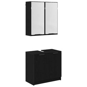 vidaXL Bathroom Cabinet Set with Shelf 2 pcs Black Oak Engineered Wood